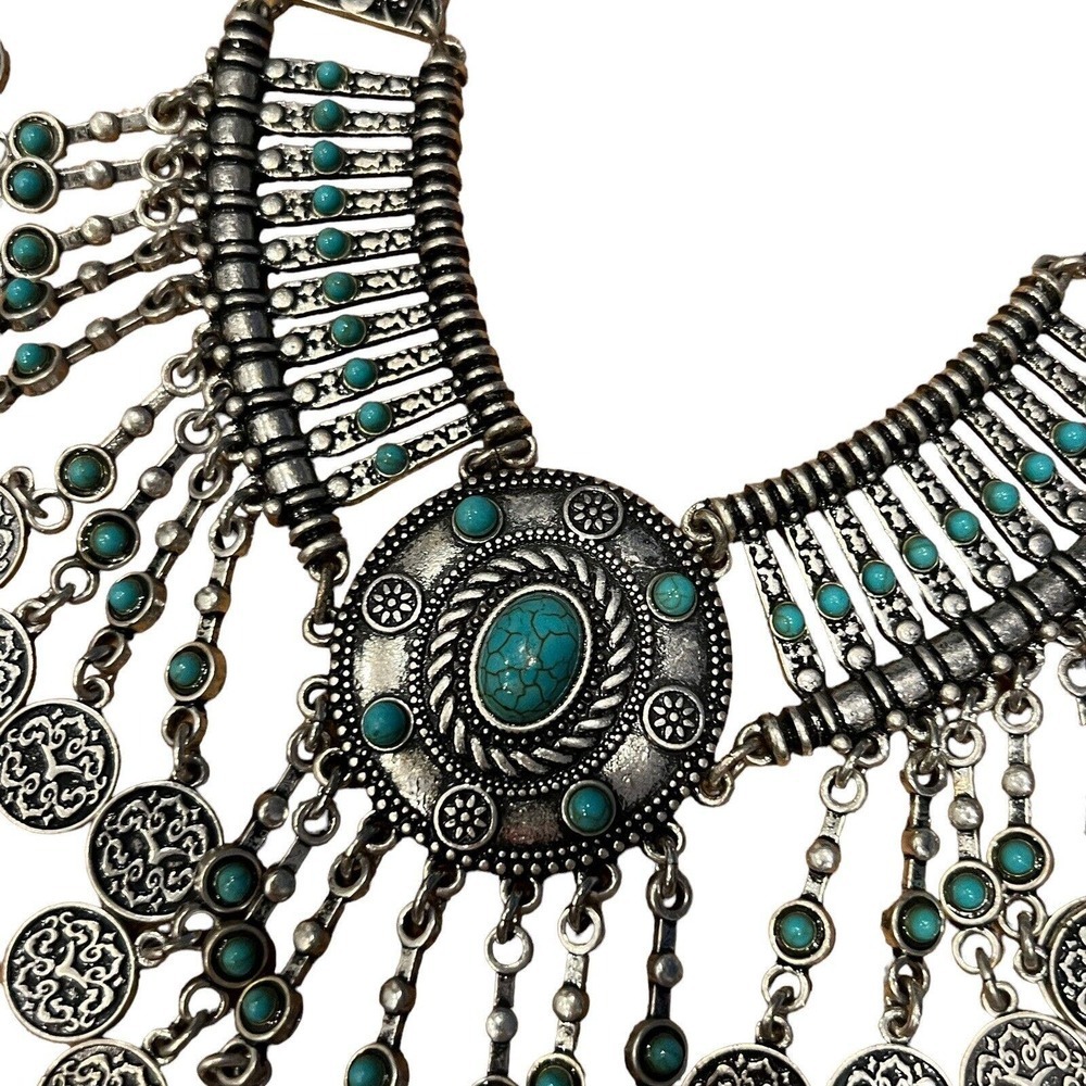 Faux Turquoise Silverstone Statement Necklace Sou… - image 3